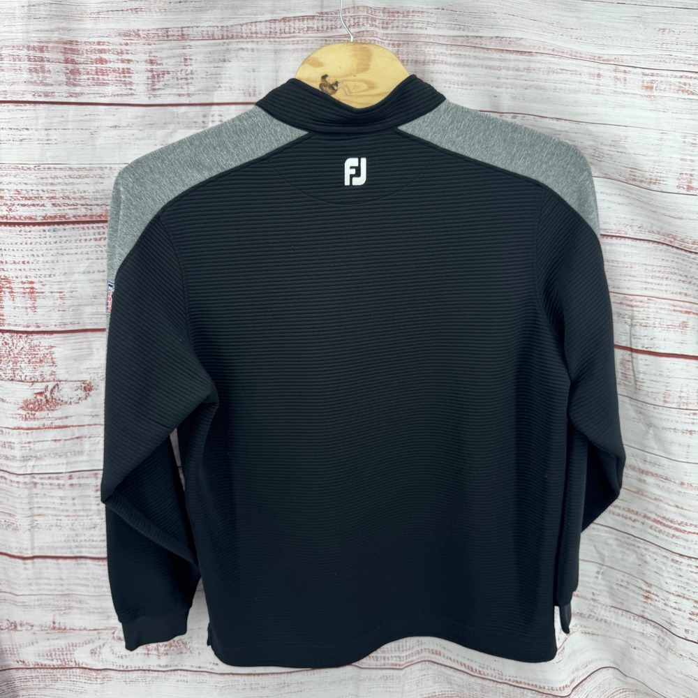 FootJoy Sweater Mens 2XL PGA 1/4 Zip Ribbed Pullover Black Gray Golf Performance - Picture 7 of 9
